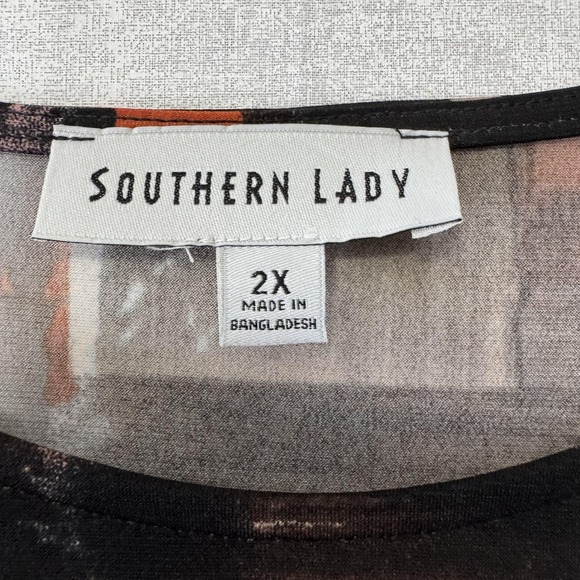 Southern Lady Blouse Womens 2X Multicolor Abstract 3/4 Sleeve Tunic Top - Picture 2 of 6